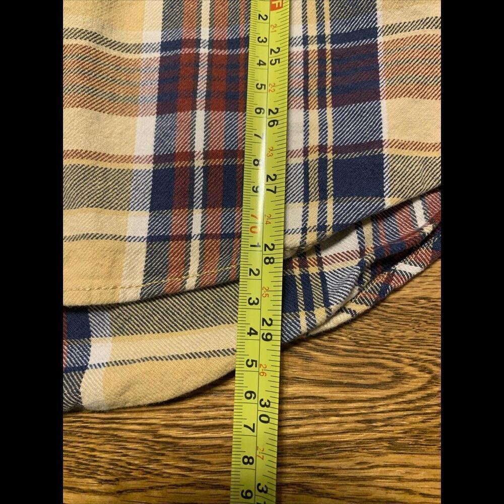 Eddie Bauer Shirt Mens Large Yellow Blue Plaid Long Sleeve Flannel Button Up - Picture 5 of 7